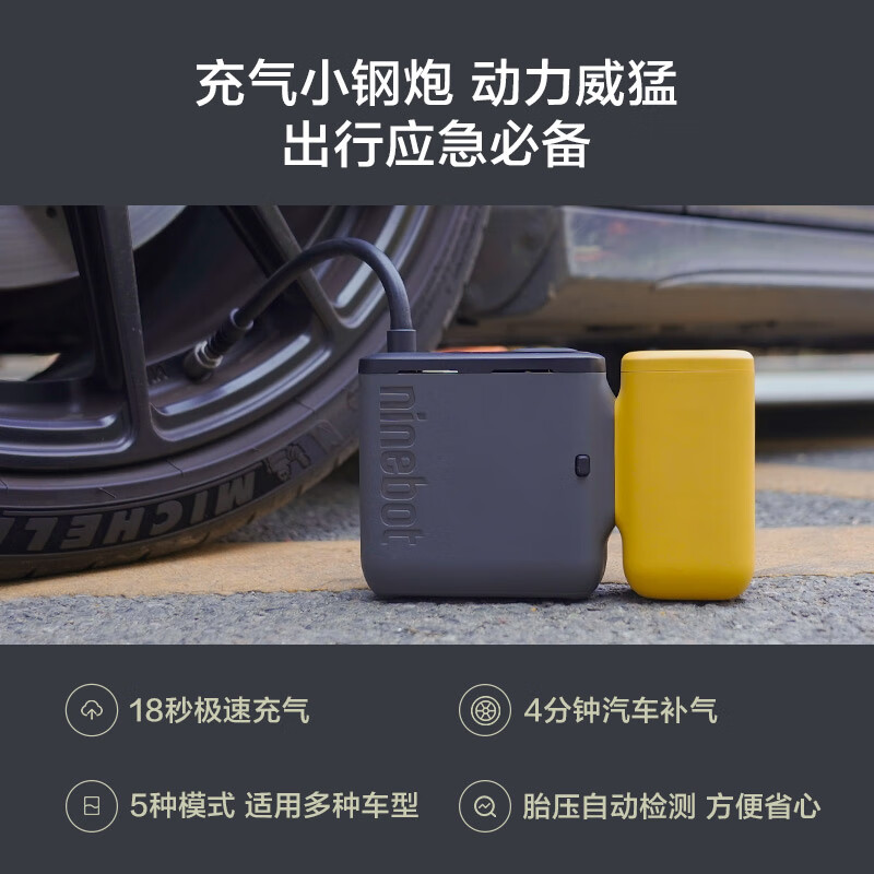 Ninebot九号电动极速充气宝 无线车载充气泵 自行车电动打气筒汽车便携式充电宝篮足气球泳圈充气筒